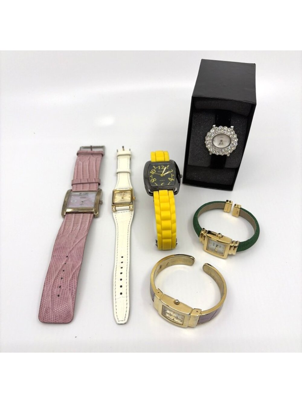 Gossip Womens Quartz Watch Lot 6 Rhinestone MOP Leather Silicone Needs Battery